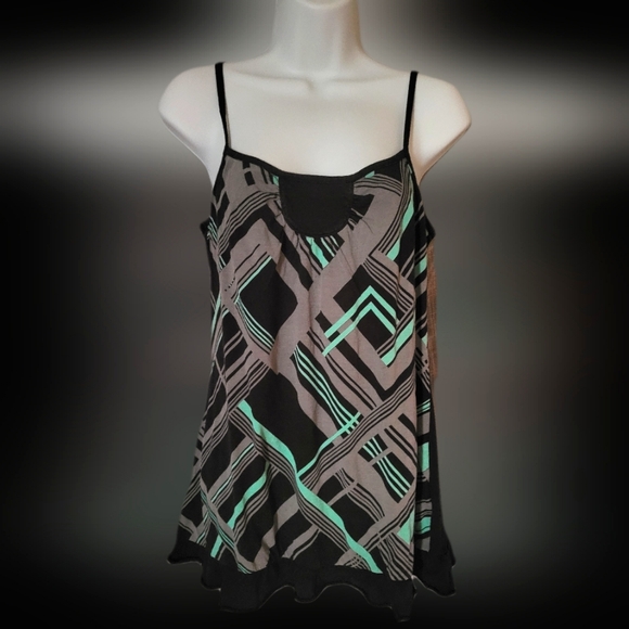 🌼3 for 30🌼Gentle Fawn Long Tank geometric abstract L womens flowy Fits small - Picture 1 of 6